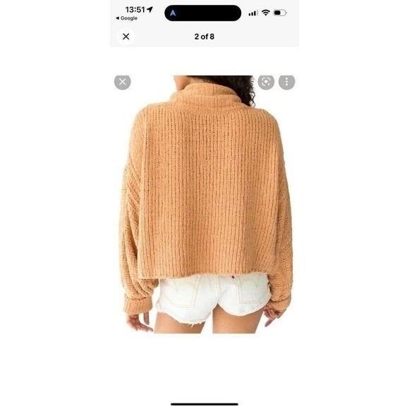 FP1 Free People Be Yours Cowl Neck Camel Pullover sweater size Small Oversized - Picture 10 of 10